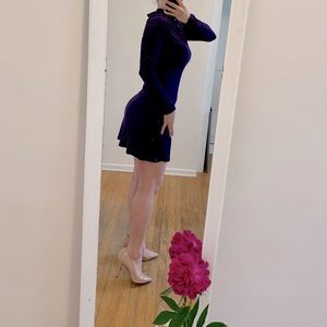 Deep Purple Long-sleeved Mini Dress